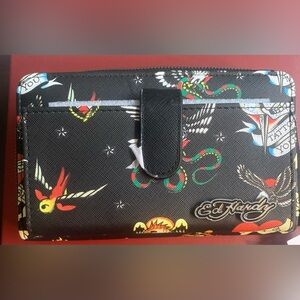 Ed Hardy Black Multicolor Wallet